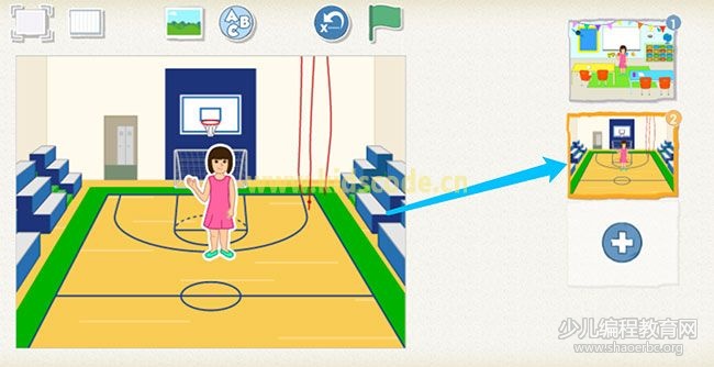 scratchjr圖文教程:第三章我的故事【第二節(jié)】 ScratchJR少兒編程啟蒙教程:第三章:參觀我的學(xué)校-少兒編程教育網(wǎng)